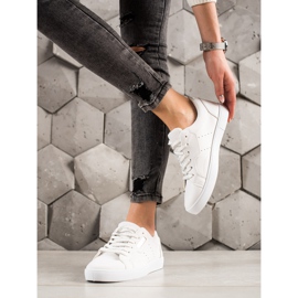 TRENDI Zapatos deportivos ligeros hechos de cuero ecológico blanco plata 3