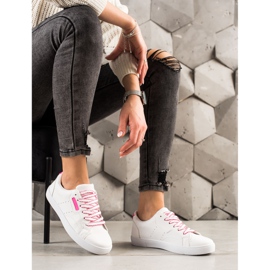 TRENDI Zapatos deportivos ligeros hechos de cuero ecológico blanco rosado 2