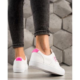 TRENDI Zapatos deportivos ligeros hechos de cuero ecológico blanco rosado 4
