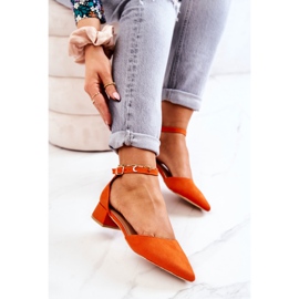 WS1 Zapatos De Tacón De Ante En Calliope Naranja Spitz 5