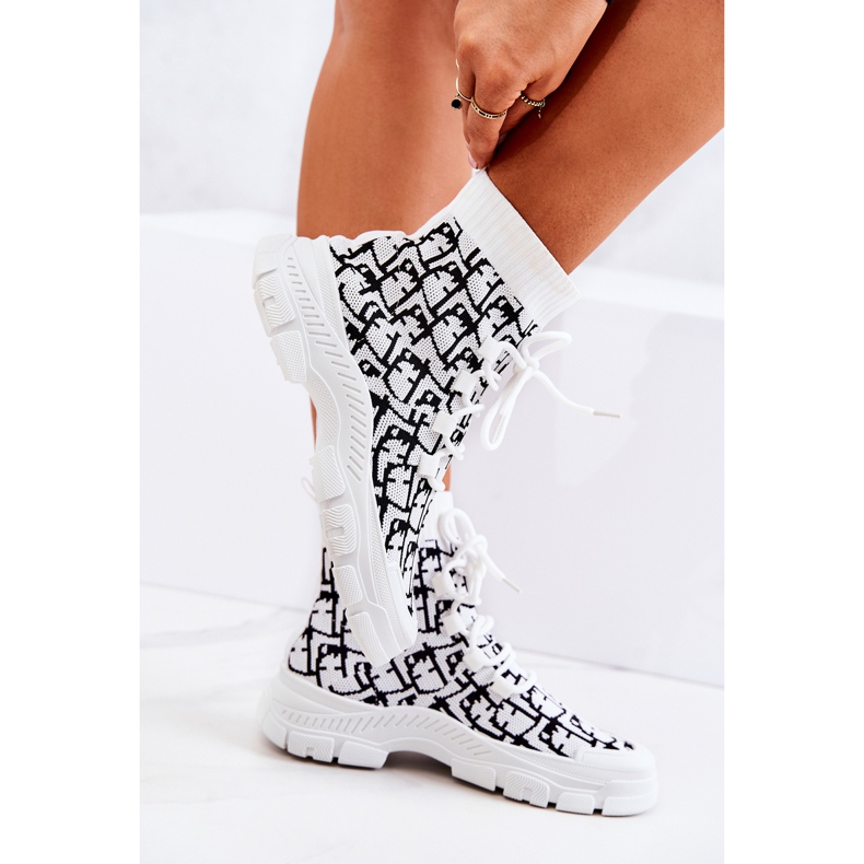 FM1 Zapatillas deportivas calcetines Kandice blanco y negro 1