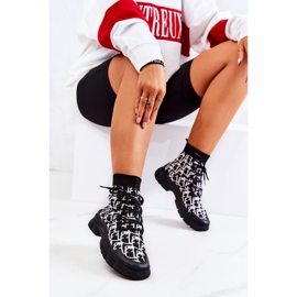 FM1 Zapatos de calcetines deportivos Kandice en blanco y negro 1