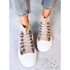 Zapatillas estilo calcetín tobilleras Reta Khaki beige marrón 1