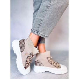 Zapatillas estilo calcetín tobilleras Reta Khaki beige marrón 4