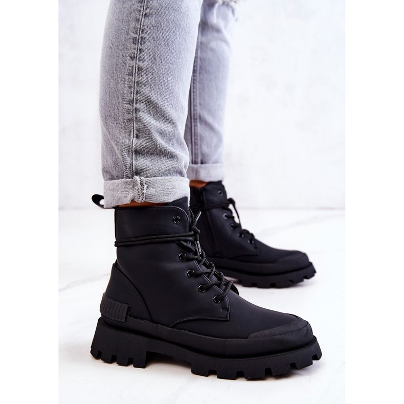 Botas Piel Abrigadas Atadas Racquell Negro 1 Botas Piel Abrigadas Atadas Racquell Negro 1