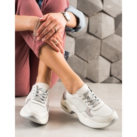 Goodin Deportivas de piel calada blanco plata 5
