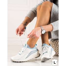 Goodin Zapatillas de cuero con estilo blanco azul 2
