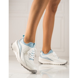 Goodin Zapatillas de cuero con estilo blanco azul 1