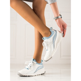 Goodin Zapatillas de cuero con estilo blanco azul 3