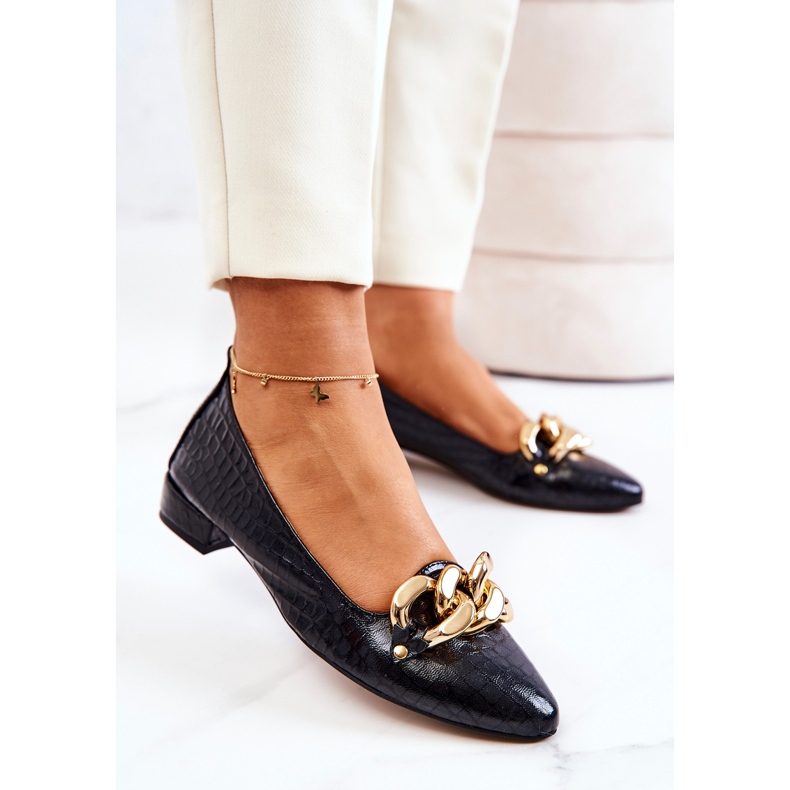 PA2 Zapatos De Salón De Piel Con Serpiente Negro Elissabeth 1