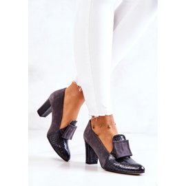 PA2 Zapatos De Salón De Piel De Serpiente De Ante Gris Kathleen 5