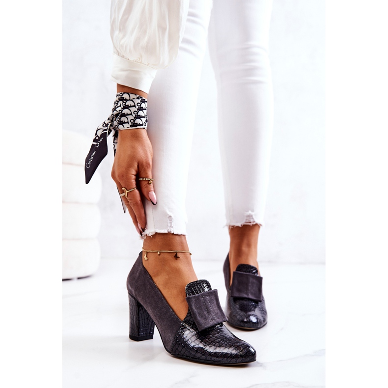 PA2 Zapatos De Salón De Piel De Serpiente De Ante Gris Kathleen 2