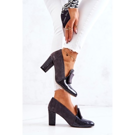 PA2 Zapatos De Salón De Piel De Serpiente De Ante Gris Kathleen 4