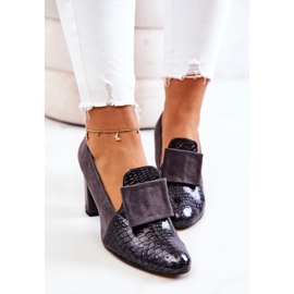 PA2 Zapatos De Salón De Piel De Serpiente De Ante Gris Kathleen 7