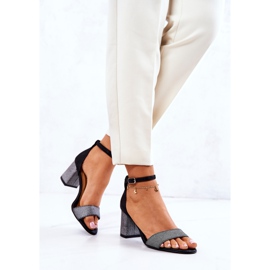 PA2 Sandalias De Piel On A Bar Negro Y Plata Lorene 3