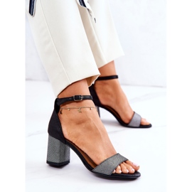 PA2 Sandalias De Piel On A Bar Negro Y Plata Lorene 5
