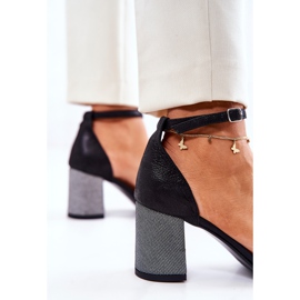 PA2 Sandalias De Piel On A Bar Negro Y Plata Lorene 6