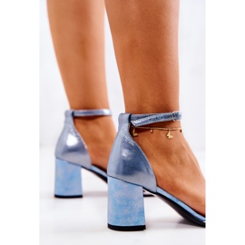 PA2 Sandalias De Piel On A Bar Azul Y Blanco Lorene plata 4
