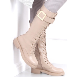 Botas con cordones Naomi Khaki beige 1 Botas con cordones Naomi Khaki beige 1