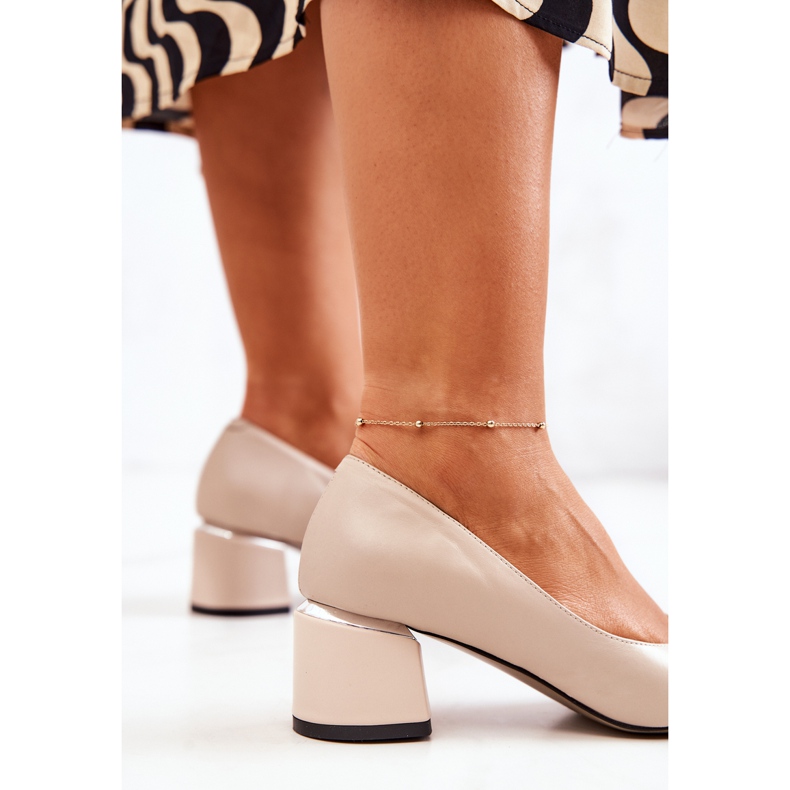 PA2 Zapatos De Tacón De Cuero En Spitz Beige Marilyn 1