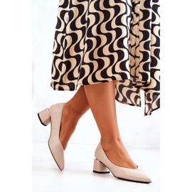 PA2 Zapatos De Tacón De Cuero En Spitz Beige Marilyn 4