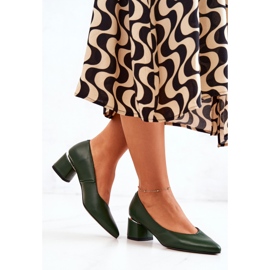 PA2 Zapatos De Tacón De Cuero En Spitz Verde Marilyn 3