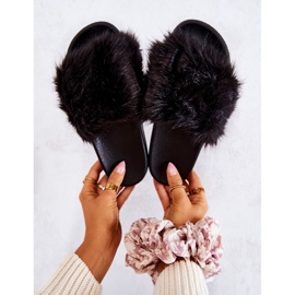 Pantuflas Con Pelo, Goma Pollie Negro 5