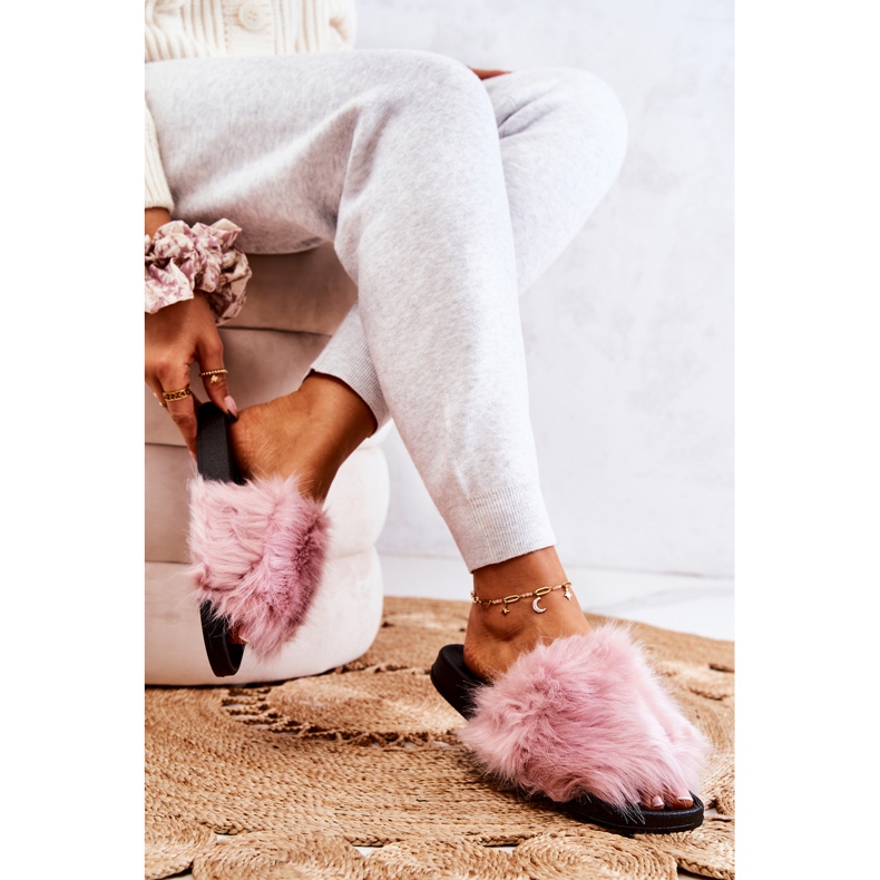 PM1 Pantuflas Con Pelo Goma Pollie Rosa 2