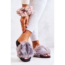 PM1 Pantuflas Con Pelo Pollie Gris Goma 3