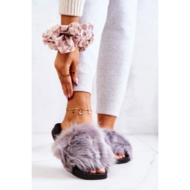 PM1 Pantuflas Con Pelo Pollie Gris Goma 2
