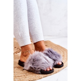 PM1 Pantuflas Con Pelo Pollie Gris Goma 6
