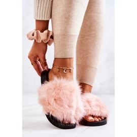 PM1 Pantuflas Con Pelo, Goma, Rosa Claro Pollie rosado 2