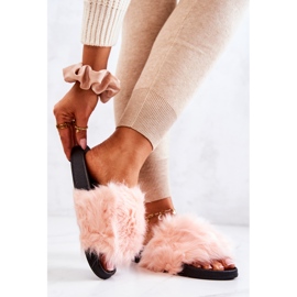 PM1 Pantuflas Con Pelo, Goma, Rosa Claro Pollie rosado 3