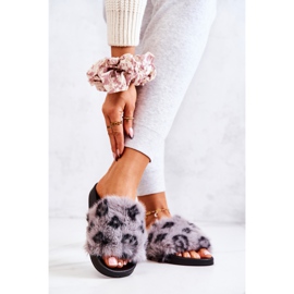 PM1 Pantuflas Con Pelo, Goma Leopardo Gris Noelle 3
