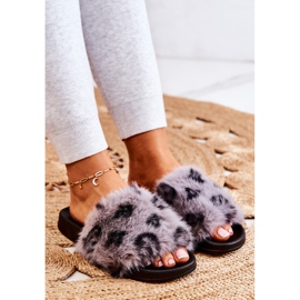 PM1 Pantuflas Con Pelo, Goma Leopardo Gris Noelle 6