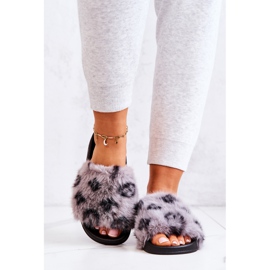 PM1 Pantuflas Con Pelo, Goma Leopardo Gris Noelle 4
