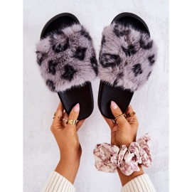 PM1 Pantuflas Con Pelo, Goma Leopardo Gris Noelle 1 PM1 Pantuflas Con Pelo, Goma Leopardo Gris Noelle 1