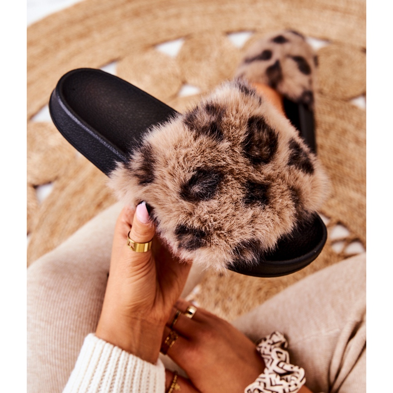 PM1 Pantuflas Con Pelo, Goma Leopardo Marrón Noelle beige 1