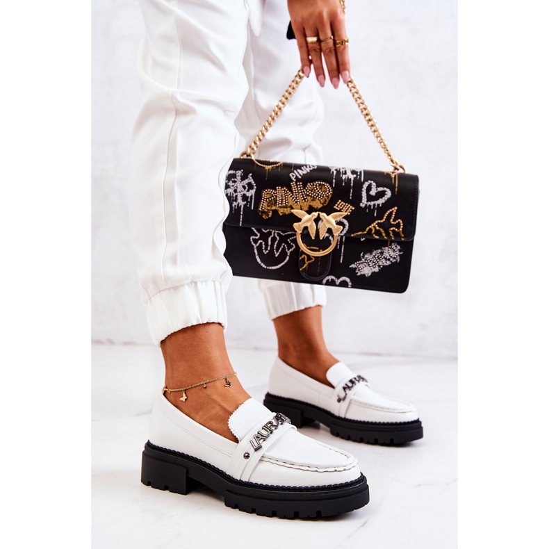 PL5 Mocasín Piel Letras La.Fi Blanco Jenefer 1