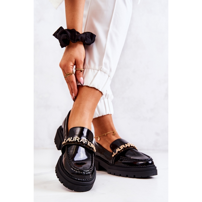 PL5 Mocasines Lacados Letras La.Fi Negro Jenefer 2