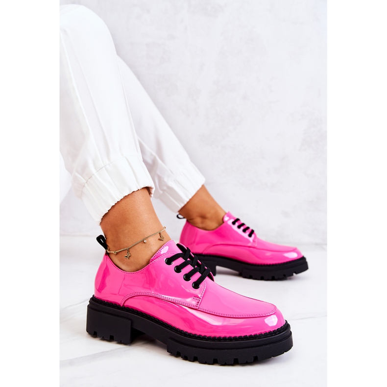PL5 Zapatos Cordones Lacados La.Fi Negro Joselin rosa 2
