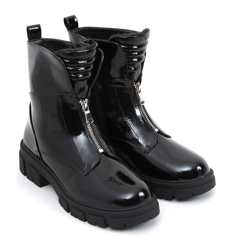 Botas planas Haiti Negro lacado 2