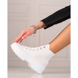 TRENDI Zapatillas altas en la plataforma blanco 4
