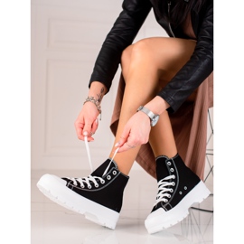 TRENDI Zapatillas altas en la plataforma negro 2