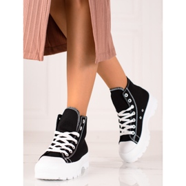 TRENDI Zapatillas altas en la plataforma negro 4