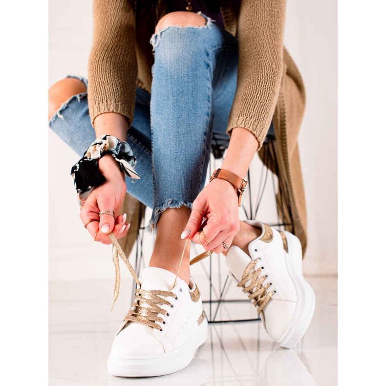 BUONAROTTI Zapatillas Deportivas Con Inserciones Doradas blanco dorado 1