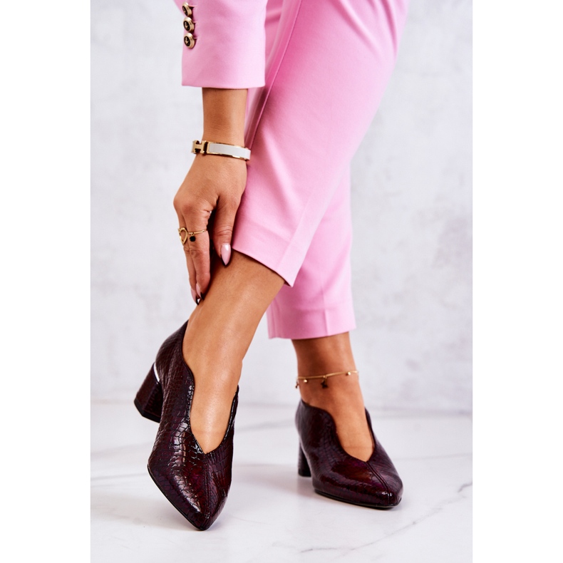 PA2 Zapatos De Salón Piel Serpiente Burdeos Alissa rojo multicolor 2