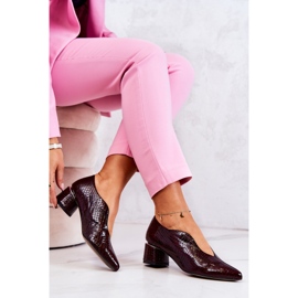 PA2 Zapatos De Salón Piel Serpiente Burdeos Alissa rojo multicolor 4