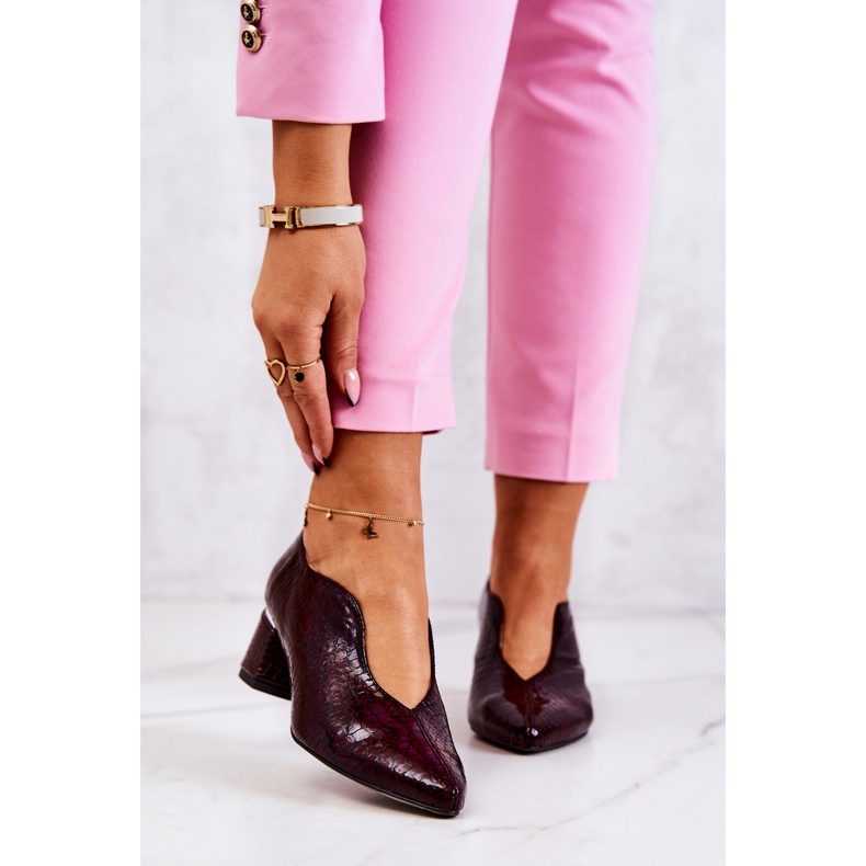 PA2 Zapatos De Salón Piel Serpiente Burdeos Alissa rojo multicolor 1
