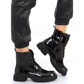 Botines lacados con cordones Ress Negro 1